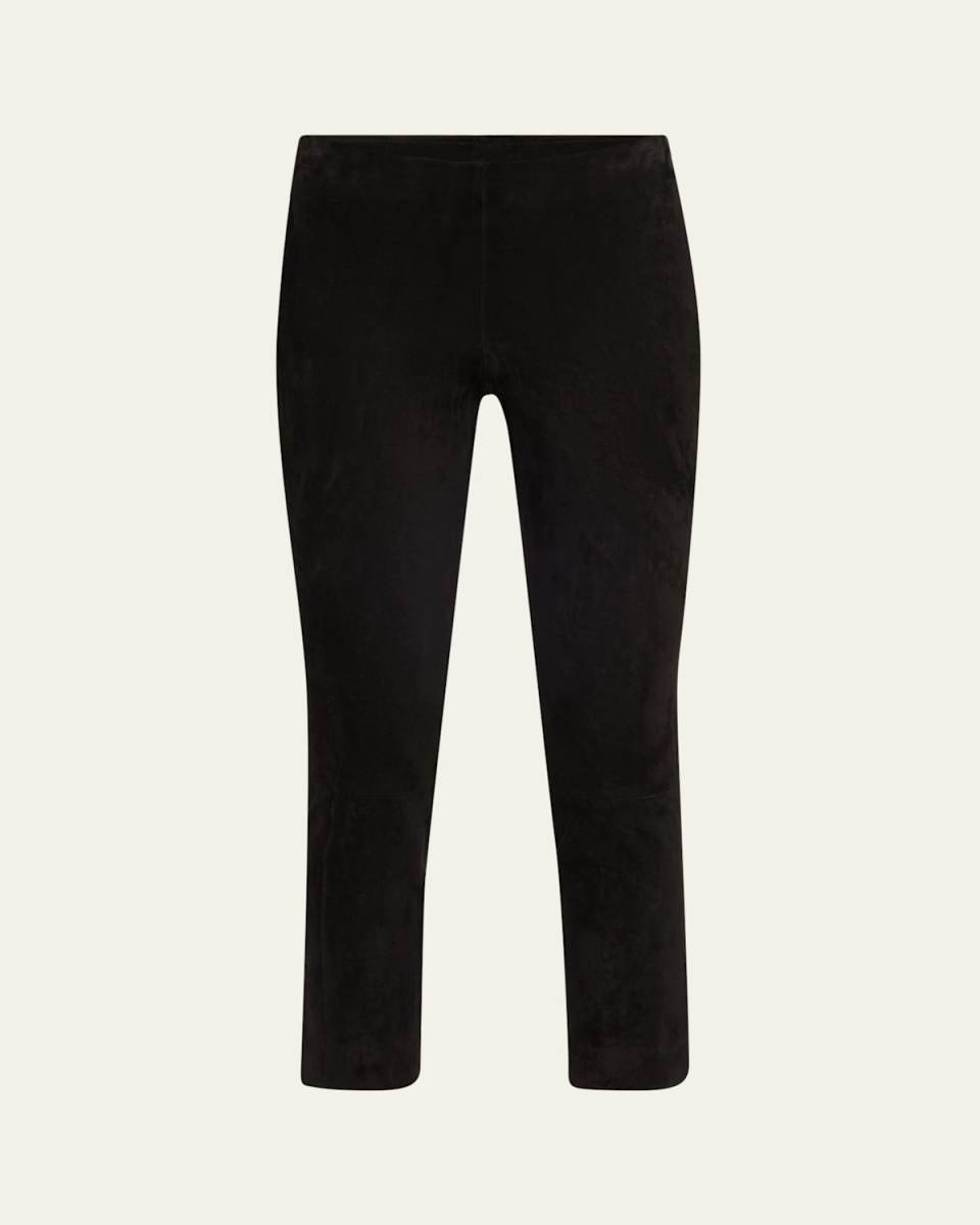 Stretch-Suede Split Hem Crop Pants